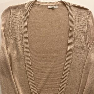 Long sleeve beige cardigan with beaded detail